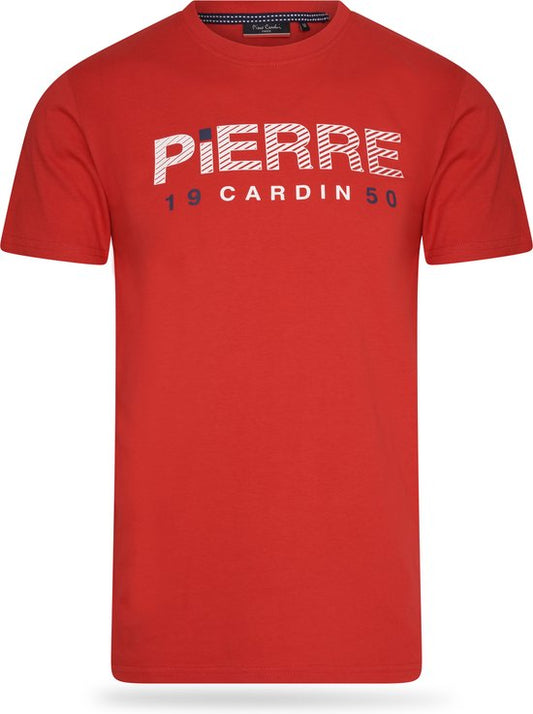 Pierre Cardin - Heren T-shirt SS 1950 Logo Shirt - Rood - Maat L