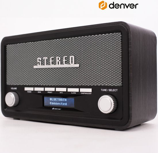 Denver DAB Radio - Retro Radio - Bluetooth - DAB+/ FM - Dimbaar - Batterijen & Netstroom - DAB18DG