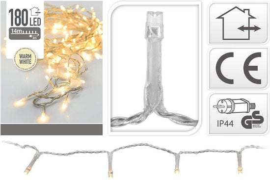 LED-verlichting - 180 LED - 13.5 meter - Warm wit - Transparant snoer