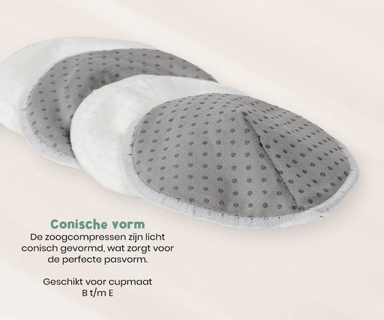 Frummel Zoogcompressen - Zoogcompressen wasbaar - Antislip - Herbruikbaar - Inclusief Transporttasje en Waszakje - 14 stuks - Grijs/Wit
