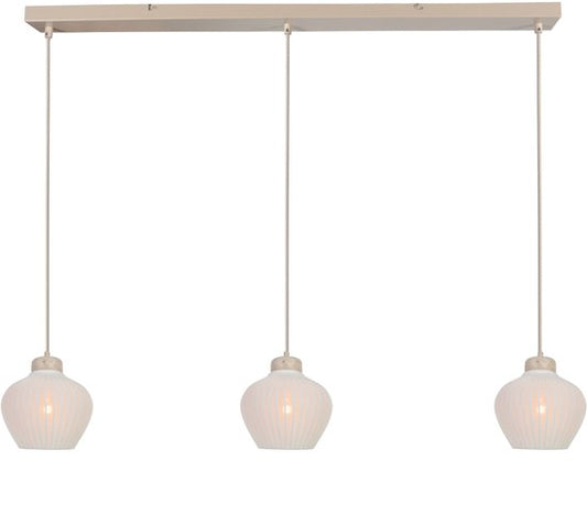 Anne Lighting - hanglamp - Travino - crème - linnen metaal steen - grote eettafellamp - E27 - 4599CR
