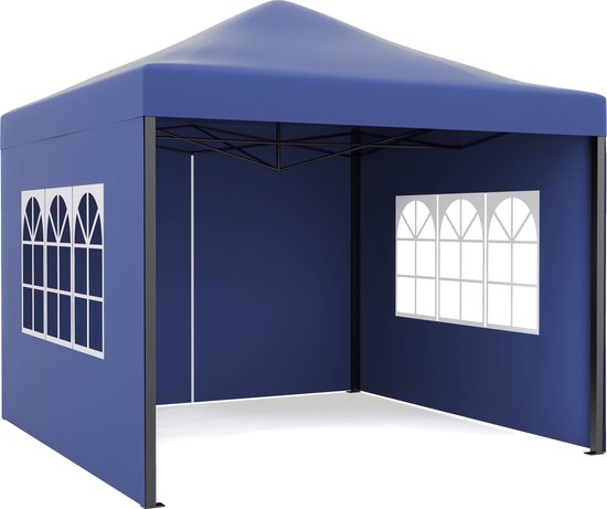 Niceey Partytent - EasyUp - Opvouwbaar - Waterdicht - Met Draagtas met wielen - 300 x 300 cm - Donkerblauw