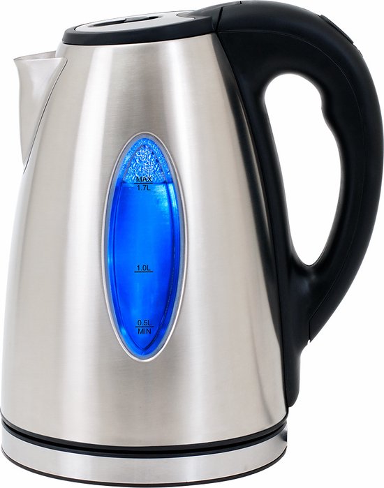 Deuba Waterkoker Zilver/Zwart Roestvrij Staal 1,7L