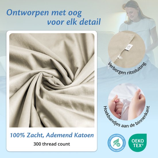 Hoes voor de verzwaringsdeken van EL Life 150 x 200 CM - 7 KG & 9 KG - Overtrek Hoes van 100% biologisch katoen - Organisch Wit
