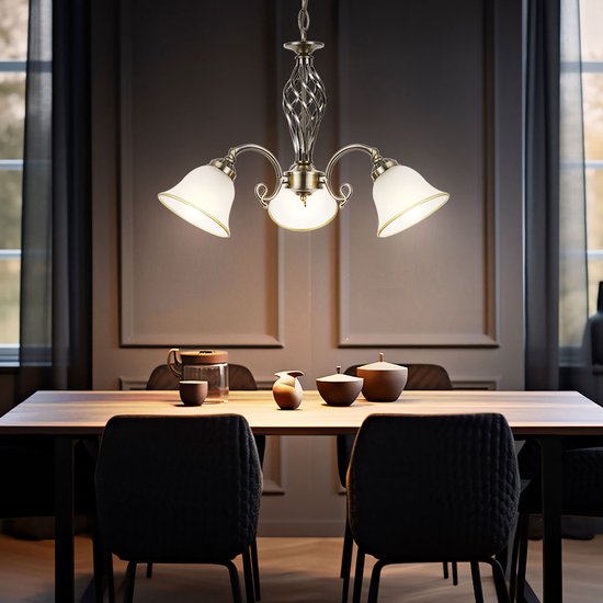 Kroonluchter Globo Odin LED - Klassiek - Messing met mat glas 2