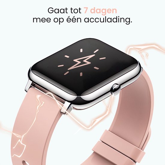 MAOO Amplify Smartwatch – Incl. Screenprotector – Hartslag, Bloeddruk & Bloedsaturatie – Slaapmonitor – Stappenteller – Afstandsmeting – Waterproof – Smartwatch Dames – iOS & Android – Roze