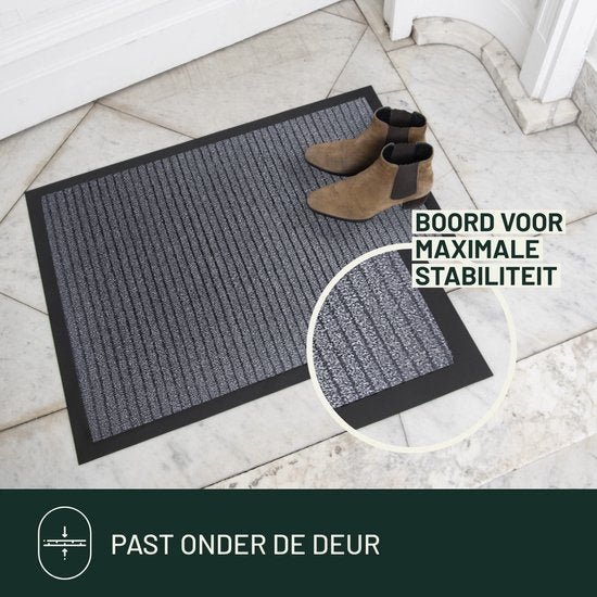 Deurmatten Set 2 stuks Studio M - NEO - Droogloopmat binnen grijs - 60x90 cm - Antislip Deurmat Antraciet - Voordeelpakket Deurmatten