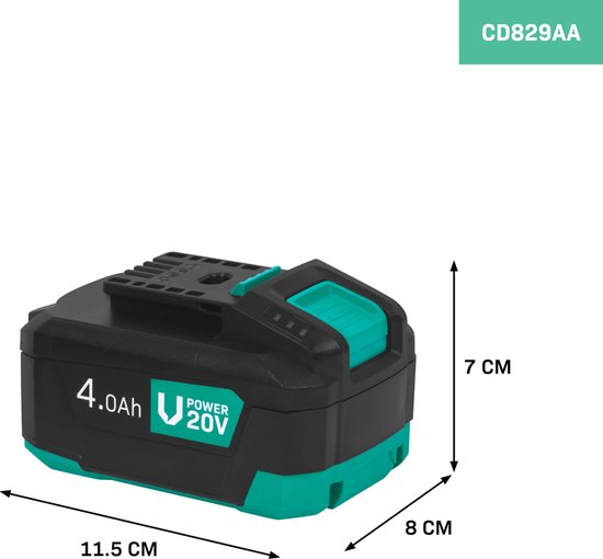 VONROC Accu 20V – 4.0Ah - bi-directionele USB-C poort – accu en powerbank in één – compatibel met Power Delivery (PD) – Beveiligd met Electronic Cell Protection