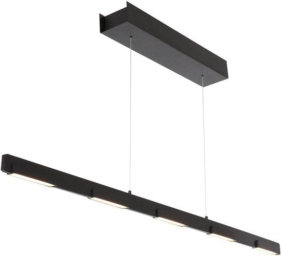 Hanglamp Bloc 3296ZW Zwart Hoogteinstelbaar van Glas en Metaal - Steinhauer, 120 cm met LED Module en Dimbaarheid
