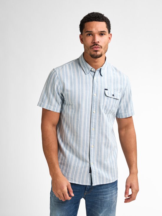 Petrol Industries - Heren Gestreept Overhemd Turtlevista - Blauw - Maat M
