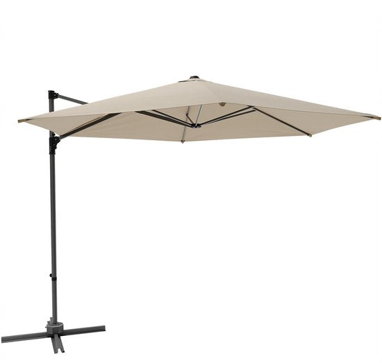 LifeGoods Parasol - Ø300 cm - 30° Kantelbaar - One-push Systeem - Waterdicht - met Hoes - Taupe