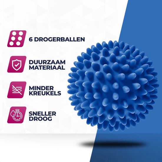 Roegaarden Drogerballen - Wasbollen - 6 Stuks - Siliconen - Sneller droog - Anti-kreuk