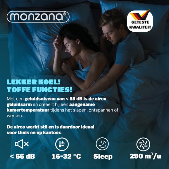 Monzana mobiele airco - 7000 BTU raamkit 20 tot 25m² wifi timer - wit