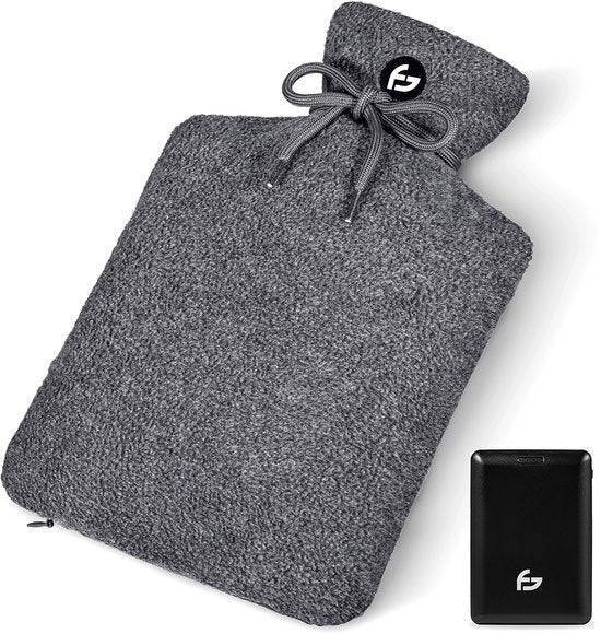 Elektrische Kruik – 3 standen – Kruik – 10.000 mAh Powerbank – Wasbare Hoes – Oplaadbare Kruik – Original Grey – Saaf Comfort