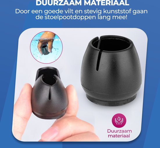 Roegaarden Stoelpoot Beschermers – Stoelpootdoppen – 12-16mm – 24 stuks – Zwart