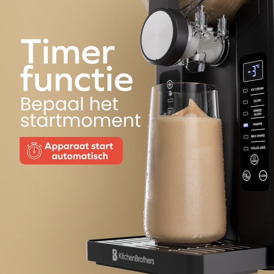 KitchenBrothers Slush Puppy Maker - 1,6L - 6 Standen - BPA-vrij - Slushi Machine - Ijsmachine - Zwart