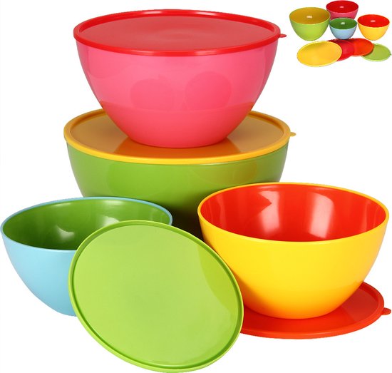 Monzana Vershoudbakjes - Set van 4 Maten 900ml tot 4000ml - BPA vrij