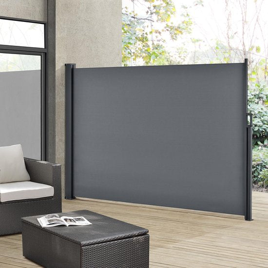 Juskys – Zijluifel Dubai – 300 x 180 cm – Voorzien Van Automatische Rol-Functie En Individueel Aanpasbare Lengte – Voor Balkon En Terras – Antraciet Gepoedercoat Staal En Polyester