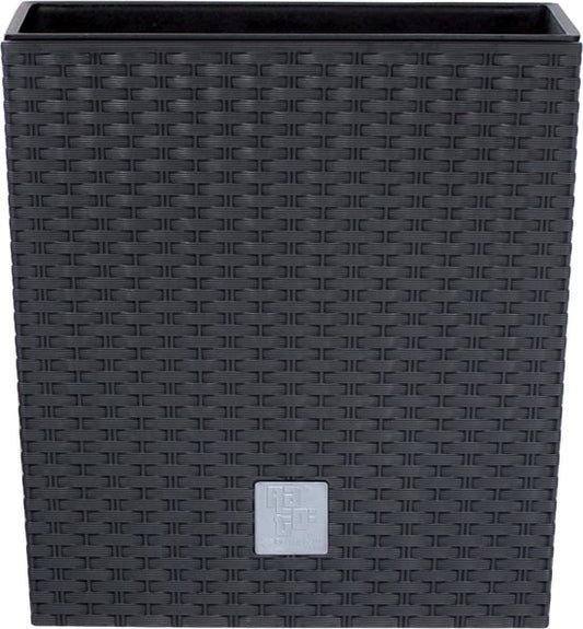 Prosperplast Bloempot/plantenpot Rato - rotan look - met binnenpot - antraciet - 40 x 40 x 41 cm - kunststof