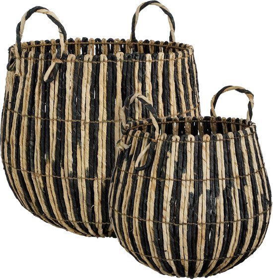Mica Decorations Ronda Mand - Set van 2 - H40 x Ø44 cm - Zwart
