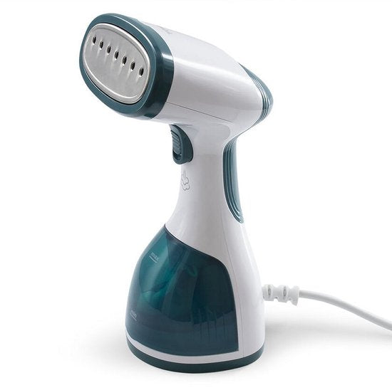 Tomado TSH1201W - Kledingstomer - Handstomer - Ontkreuker - Stoomreiniger - Incl. 2 opzetborstels - Wit/turquoise
