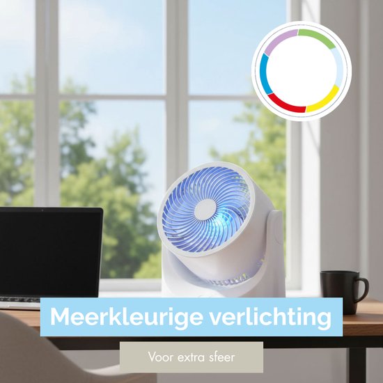 Mini Tafelventilator met Koelelement - Verstelbare Mini Ventilator met 3 Standen - USB Ventilator met LED Licht - 240 ML Koelelement - voor Tafel Bureau Slaapkamer