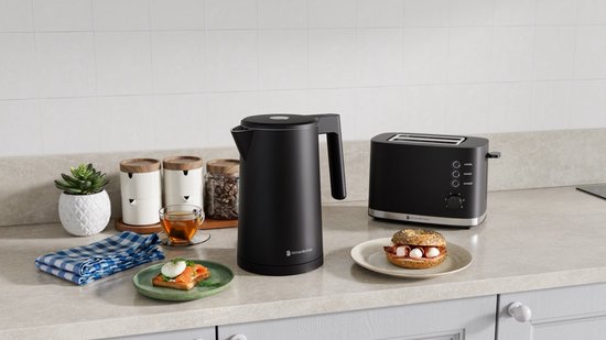 KitchenBrothers Waterkoker - 1.7L - Met Temperatuurregeling - Elektrisch - Warmhoudfunctie - Display - Dubbelwandig - Cool-touch - 2200W - Zwart