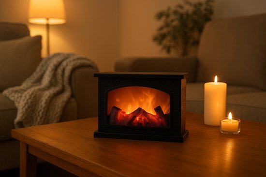 Ceruzo Led Sfeerhaard - H20x12x28 cm- Mini Open Haard Lantaarn