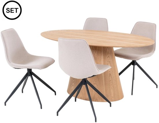 House Nordic Eetkamerstoel Monaco Swivel Bouclé Zand