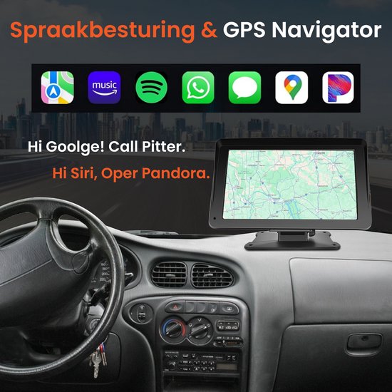 Skoov Carplay scherm - Draadloos - Met Achteruitrijcamera - Eenvoudig installatie - Voor Apple & Android auto - Zwart