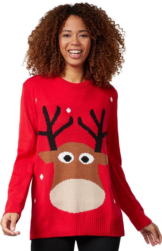 Dressforfun Kersttrui sympathiek rendier XXL - verkleedkleding kostuum halloween verkleden feestkleding carnavalskleding carnaval feestkledij partykleding - 303394