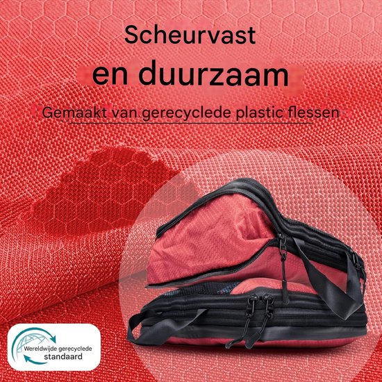 Packing Cubes met compressie voor koffer en rugzak incl. pakzak, Sunset Blaze - Rood