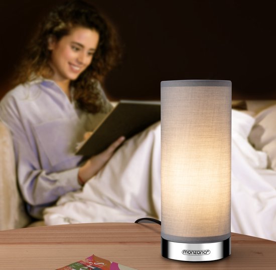 Monzana Tafellamp 2 Stuks LED – Dimbaar E14 - Chroom Grijs