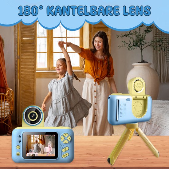 K&L Digitale Kindercamera Kids - Kinder vlog camera - Kindercamera's Digitaal - Fototoestel Kinderen - Kinderfototoestel - Blauw