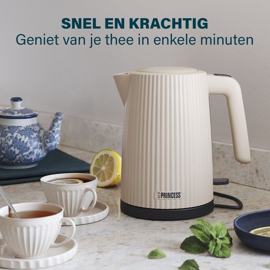 Princess Waterkoker Wave 236048 - Retro - 1.7 liter - 2200W - Beige