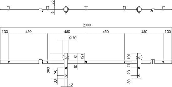 Intersteel Schuifdeursysteem Basic mat zwart