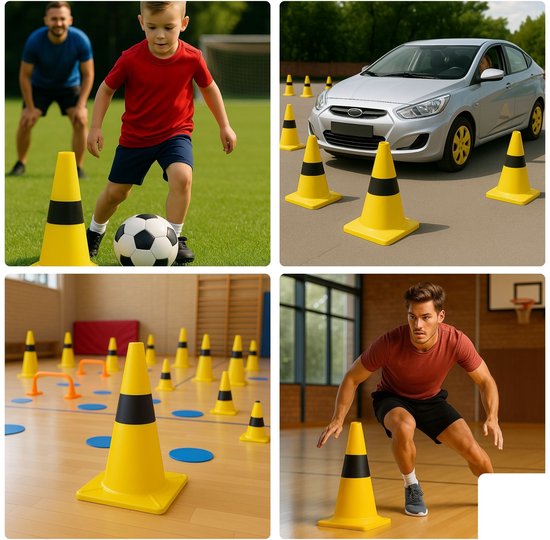 Perel Afzetkegel, voor het afbakenen van zones, zwart/geel, recreatief gebruik, 30 cm