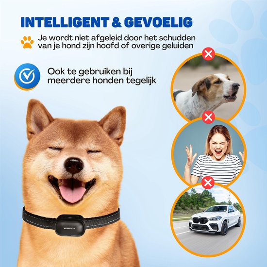 Vulpes Goods® Pets Anti Blafband Max – 3-in-1 Trainingshalsband Zonder Schok – Oplaadbaar – Vibratie & Audio