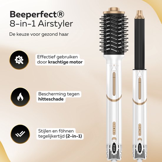 Beeperfect® Airstyler 8 in 1 - Multistyler - Krultang - Föhnborstel - Hairwrap - Föhnborstel - Met Diffuser - Haardroger - Krulborstel