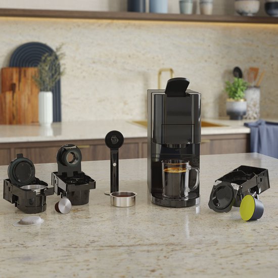 Princess 249454 Multi Capsule Koffiemachine - 4 in 1 - Geschikt voor Nespresso - Dolce Gusto Capsules - Zwart / Zilver