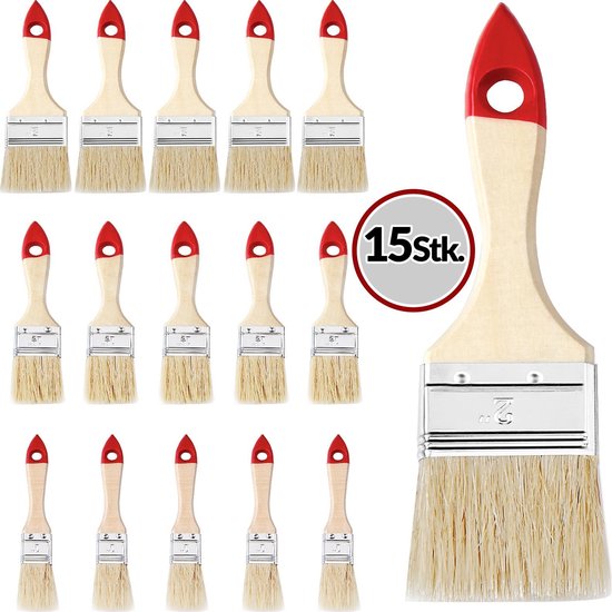 Deuba 15-delige kwasten set -Voordeelset 3 soorten -Verfkwasten - Schilderskwast