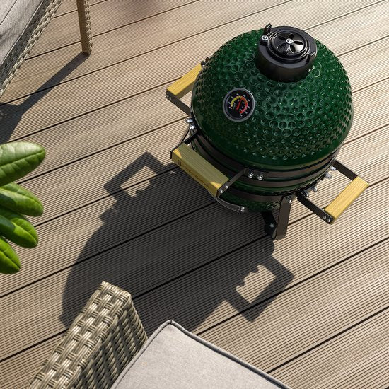 KitchenBrothers Kamado BBQ - 13 Inch Houtskool Barbecue - 27⌀ cm - PFAS-vrij - Deluxe Set - Egg BBQ met Accessoires inclusief Hoes - Groen