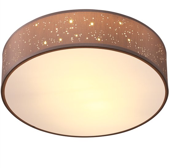 Monzana Plafondlamp - Sterrenhemel Rond 38cm 40 Watt Stof - Taupe