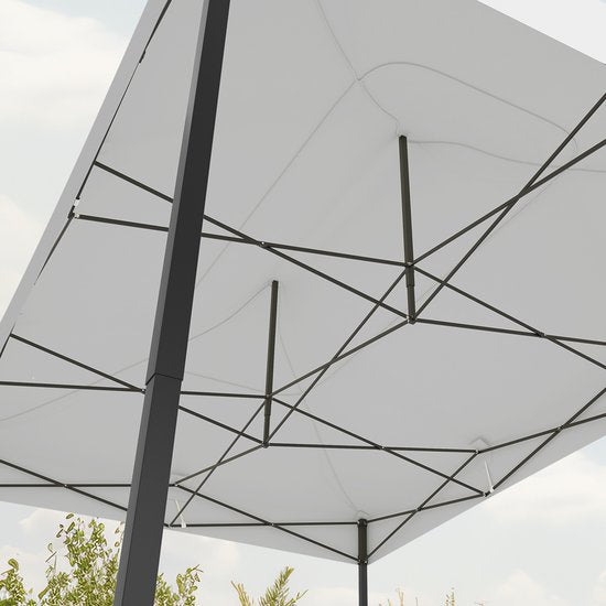 LifeGoods Partytent - Paviljoen - 3x4.5 m - Zijwanden - Easy Up - Opvouwbaar - Waterdicht - Draagtas met Wieltjes - Wit