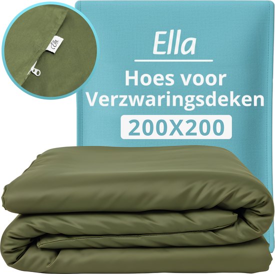 Hoes voor de verzwaringsdeken van EL Life 200 x 200 CM - 11 KG & 13 KG - Overtrek Hoes van 100% biologisch katoen - Olijf Groen