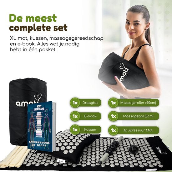 Amati Blue Lotus Spijkermat - Incl. Kussen en Accessoires - Zwart