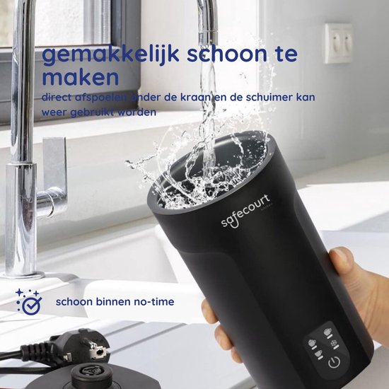 Safecourt Kitchen Melkopschuimer - Elektrische Melkopschuimer - 4-in1 - 500 watt - Zwart