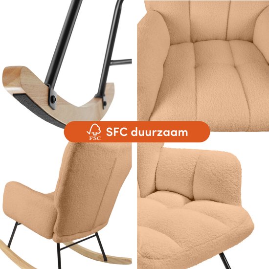 SITTT Schommelstoel - Relaxstoel babykamer - Fauteuil - Voedingsstoel - Bruin - Mocha Mousse