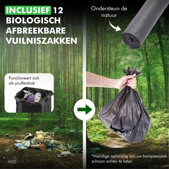 Travelhawk Camping Toilet – Toiletemmer – Draagbaar & Opvouwbaar – Inclusief 12 Biologisch Afbreekbare Zakjes en 10 Absorptie Zakjes – Ideaal voor Kamperen, Festivals & Outdoor