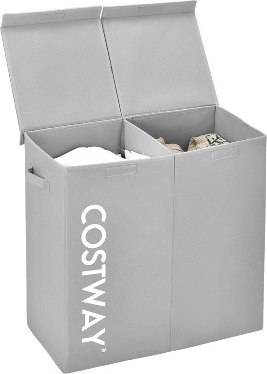 Coast Wasmand – 2 Vakken & Deksel – 115 liter – 62 x 31 x 60 cm – Grijs